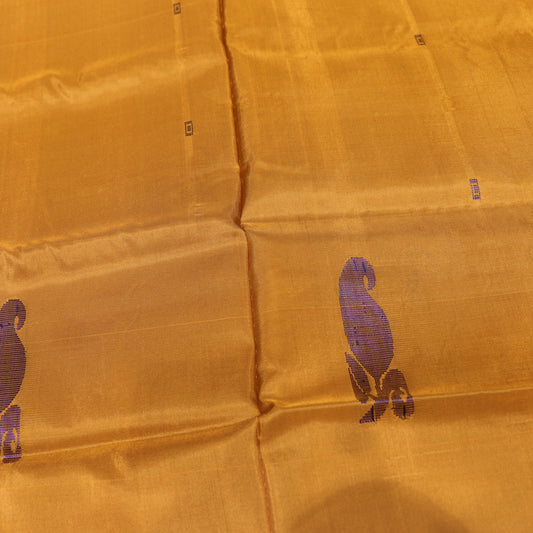 Banana Silk  Saree Mustard  With Red - Vaishali Silks