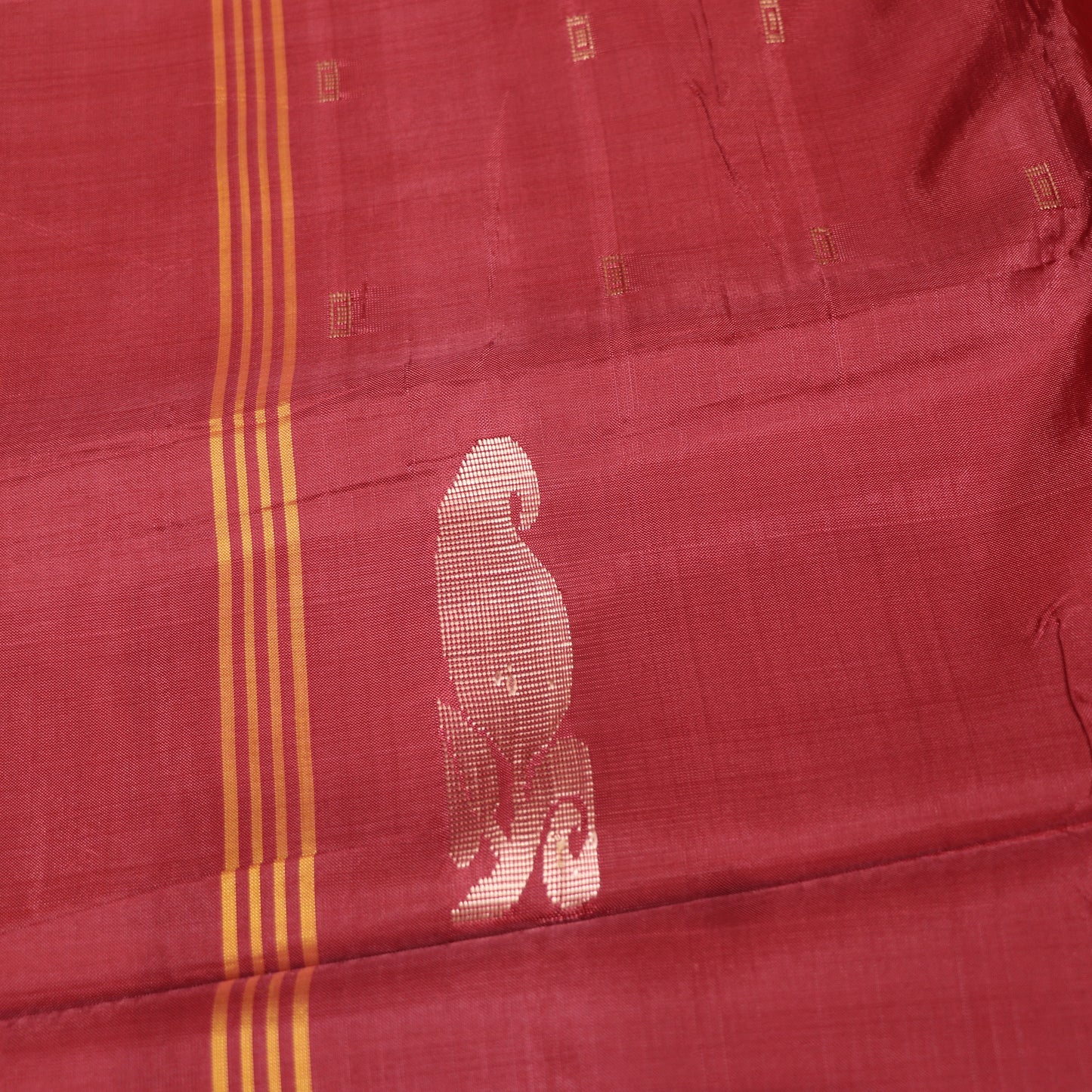 Banana Silk  Saree Mustard  With Red - Vaishali Silks