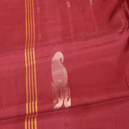 Banana Silk  Saree Mustard  With Red - Vaishali Silks