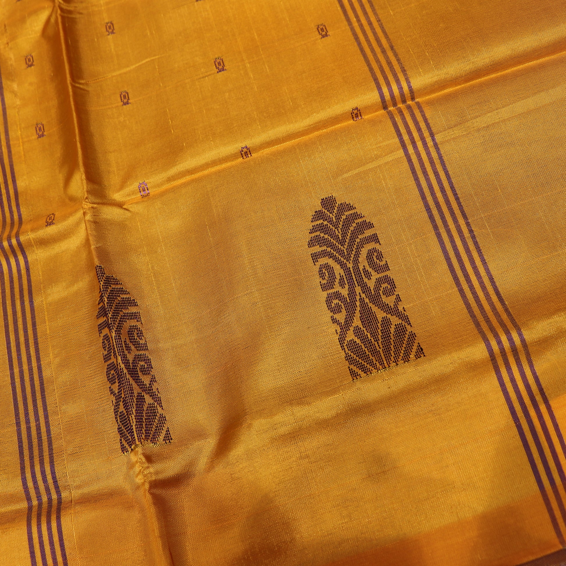 Banana Silk  Saree  Yellow With Voilet colour - Vaishali Silks