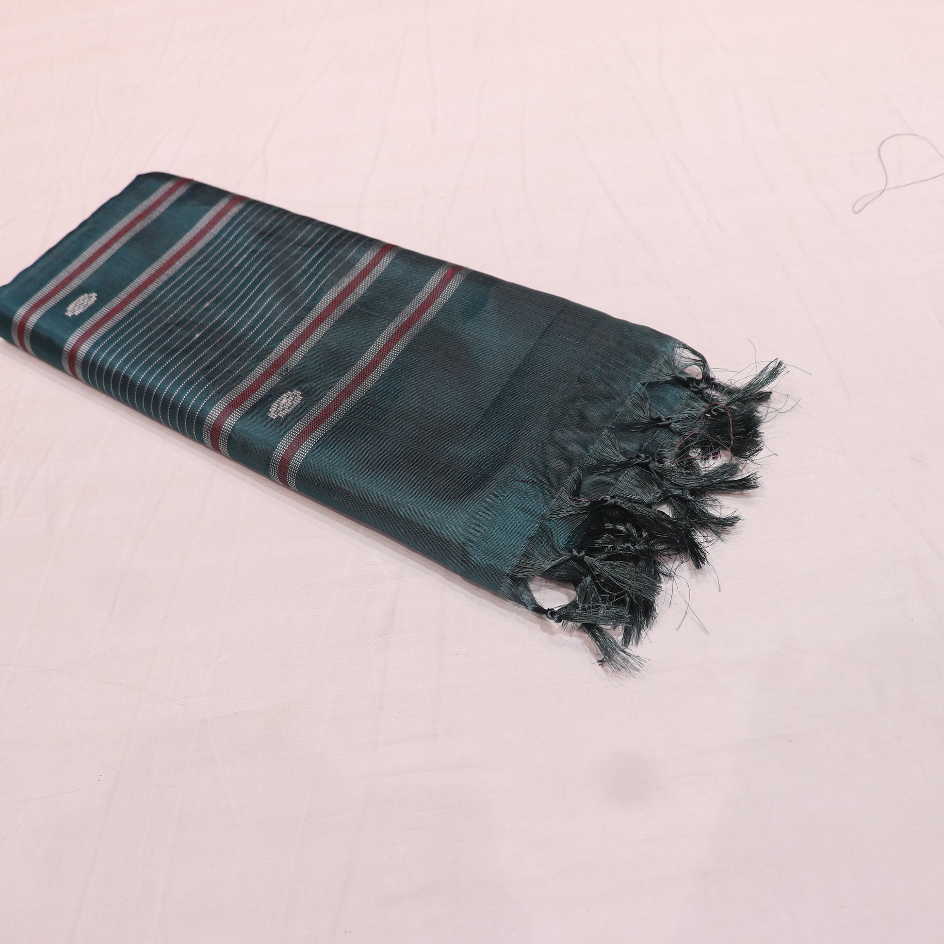 Banana Silk  Saree Peach  With Green Colour - Vaishali Silks