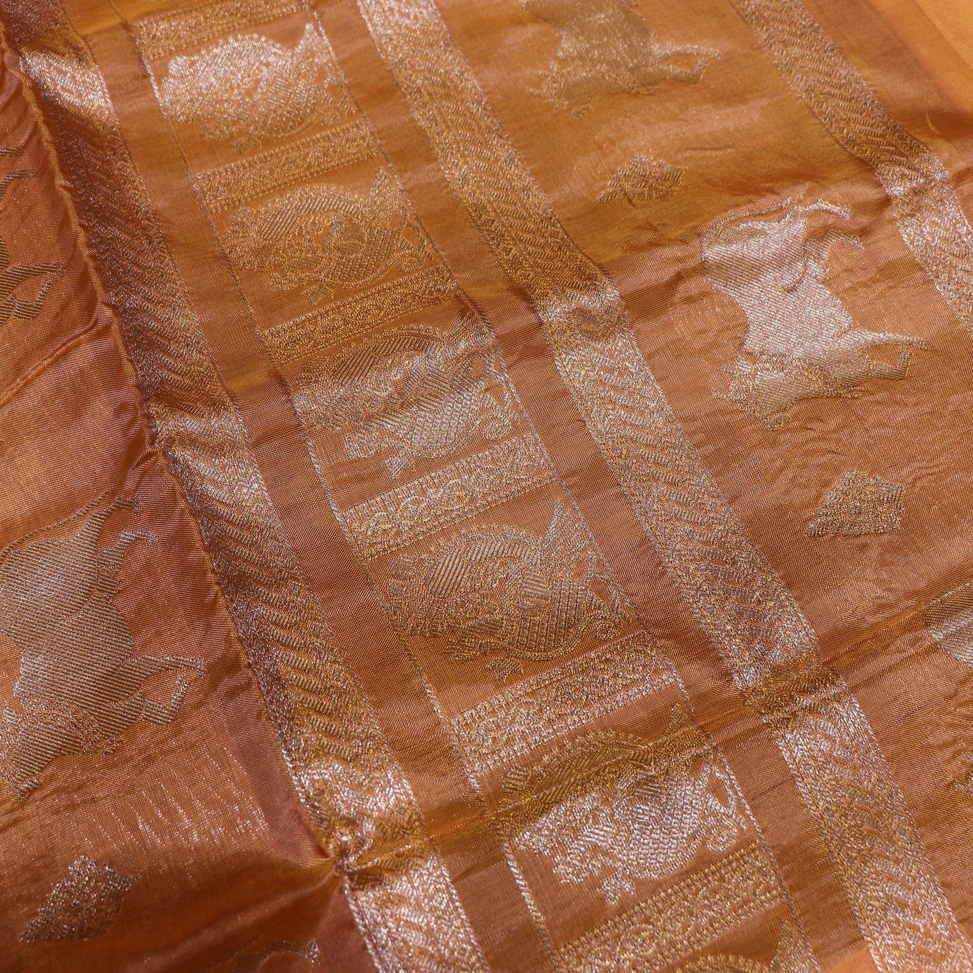 Banana Silk  Saree Sandel with  maroon  Colour - Vaishali Silks