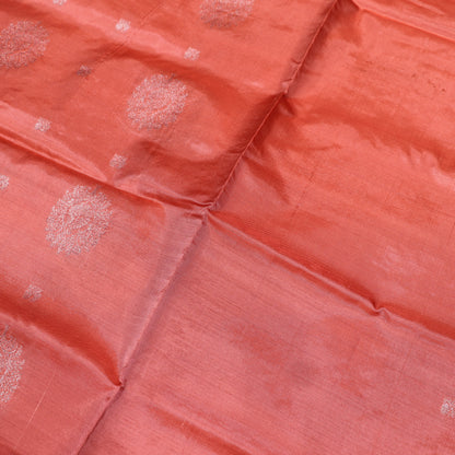 Banana Silk  Saree Peach with  Brown Colour - Vaishali Silks
