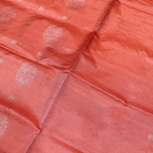 Banana Silk  Saree Peach with  Brown Colour - Vaishali Silks