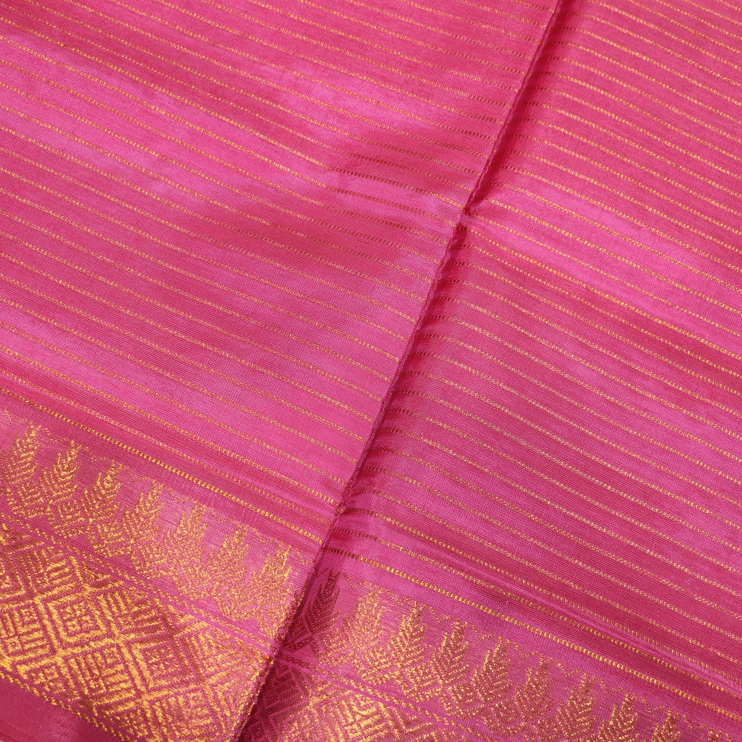 Banana Silk  Saree (WITH OUTBLOUSE) Sandel  With Pink - Vaishali Silks