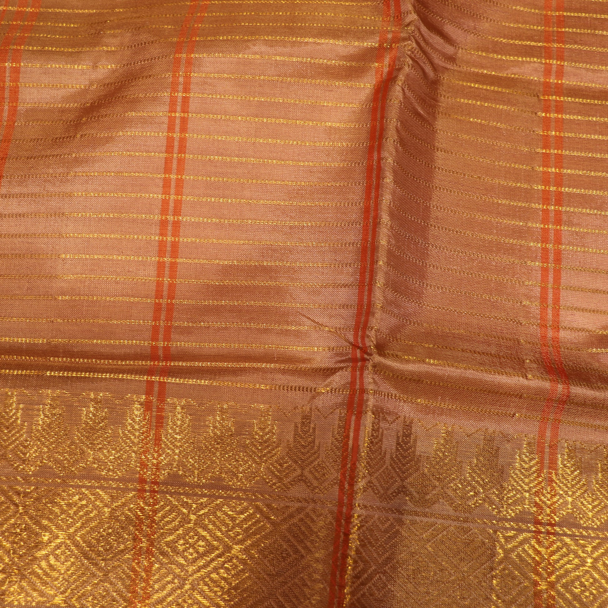 Banana Silk  Saree (WITH OUTBLOUSE) Sandel  With Pink - Vaishali Silks
