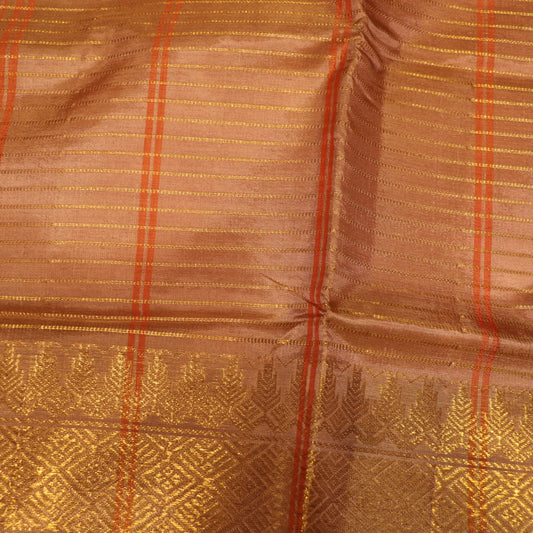 Banana Silk  Saree (WITH OUTBLOUSE) Sandel  With Pink - Vaishali Silks