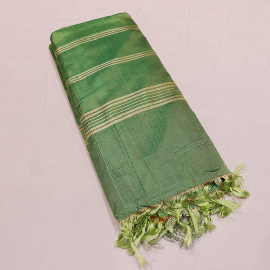 Banana Silk  Saree (WITH OUTBLOUSE)  Pink  With Green - Vaishali Silks