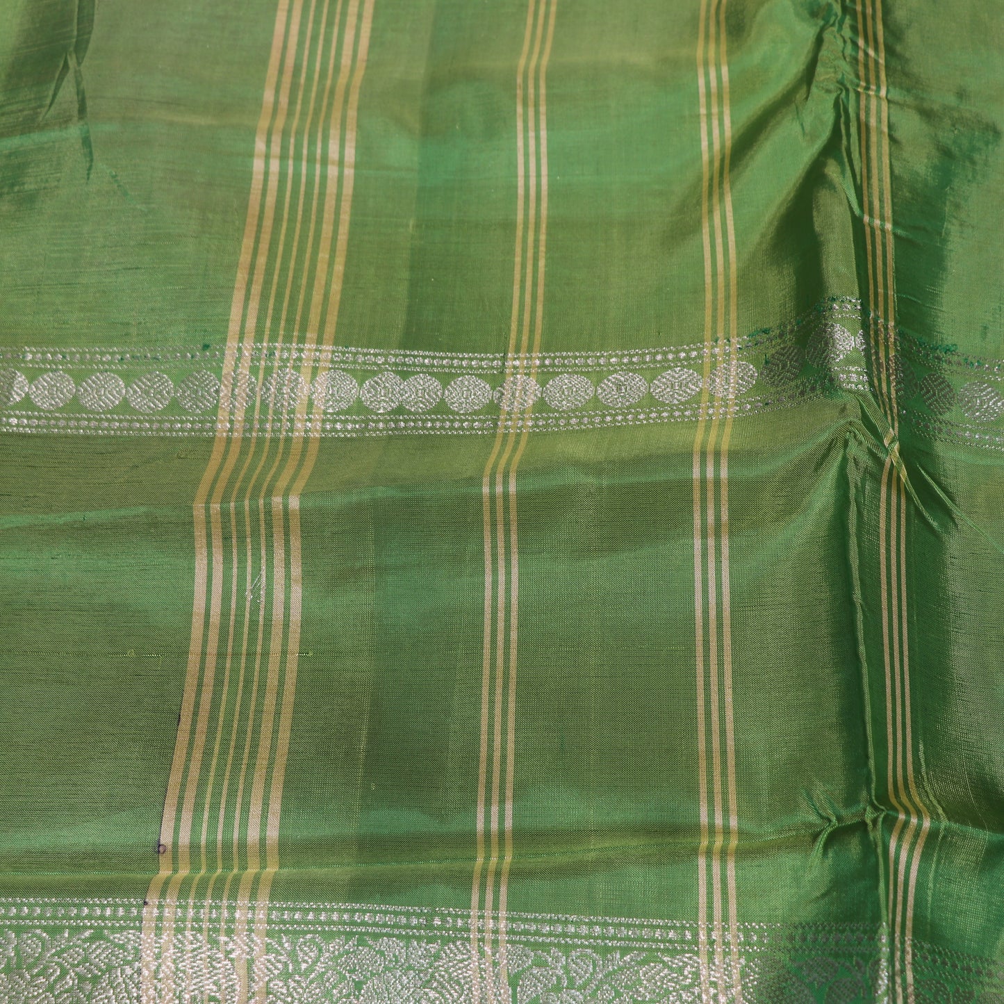 Banana Silk  Saree (WITH OUTBLOUSE)  Pink  With Green - Vaishali Silks