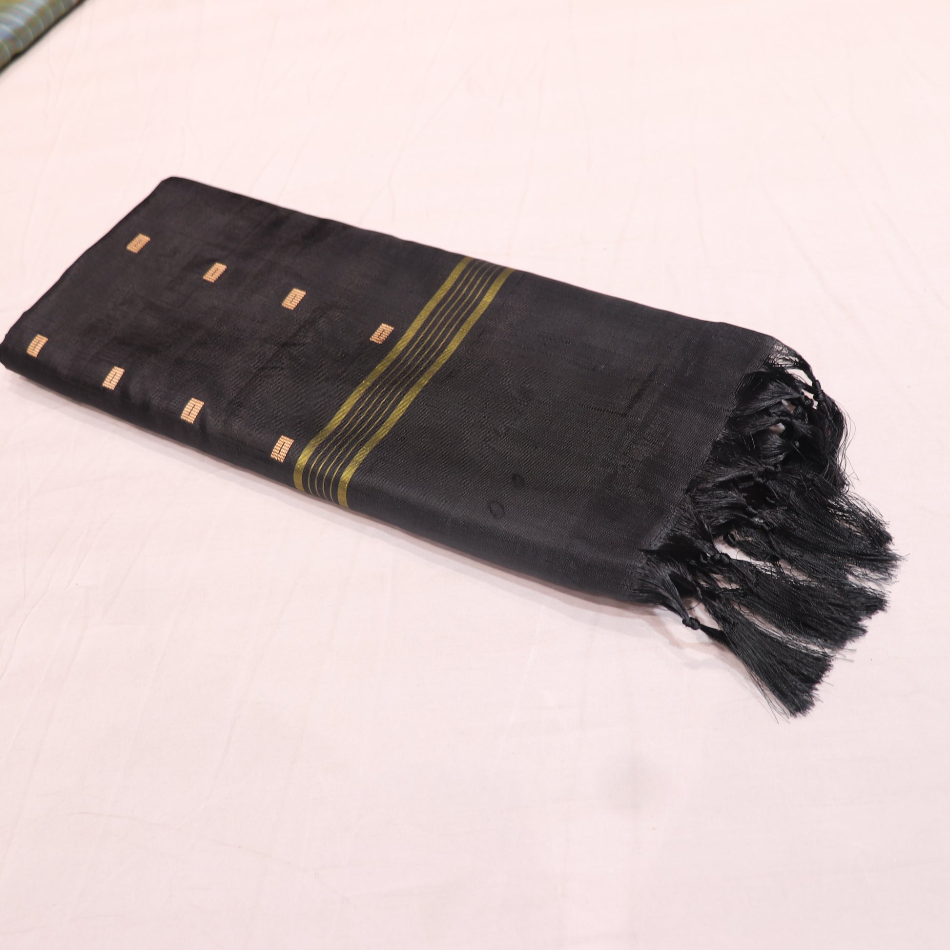 Banana Silk  Saree (WITH OUTBLOUSE) Green With  Black - Vaishali Silks