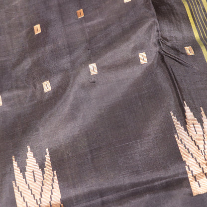 Banana Silk  Saree (WITH OUTBLOUSE) Green With  Black - Vaishali Silks