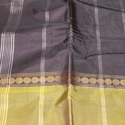Banana Silk  Saree (WITH OUTBLOUSE) Black  With  Green - Vaishali Silks