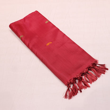 Banana Silk  Saree Red With Green - Vaishali Silks