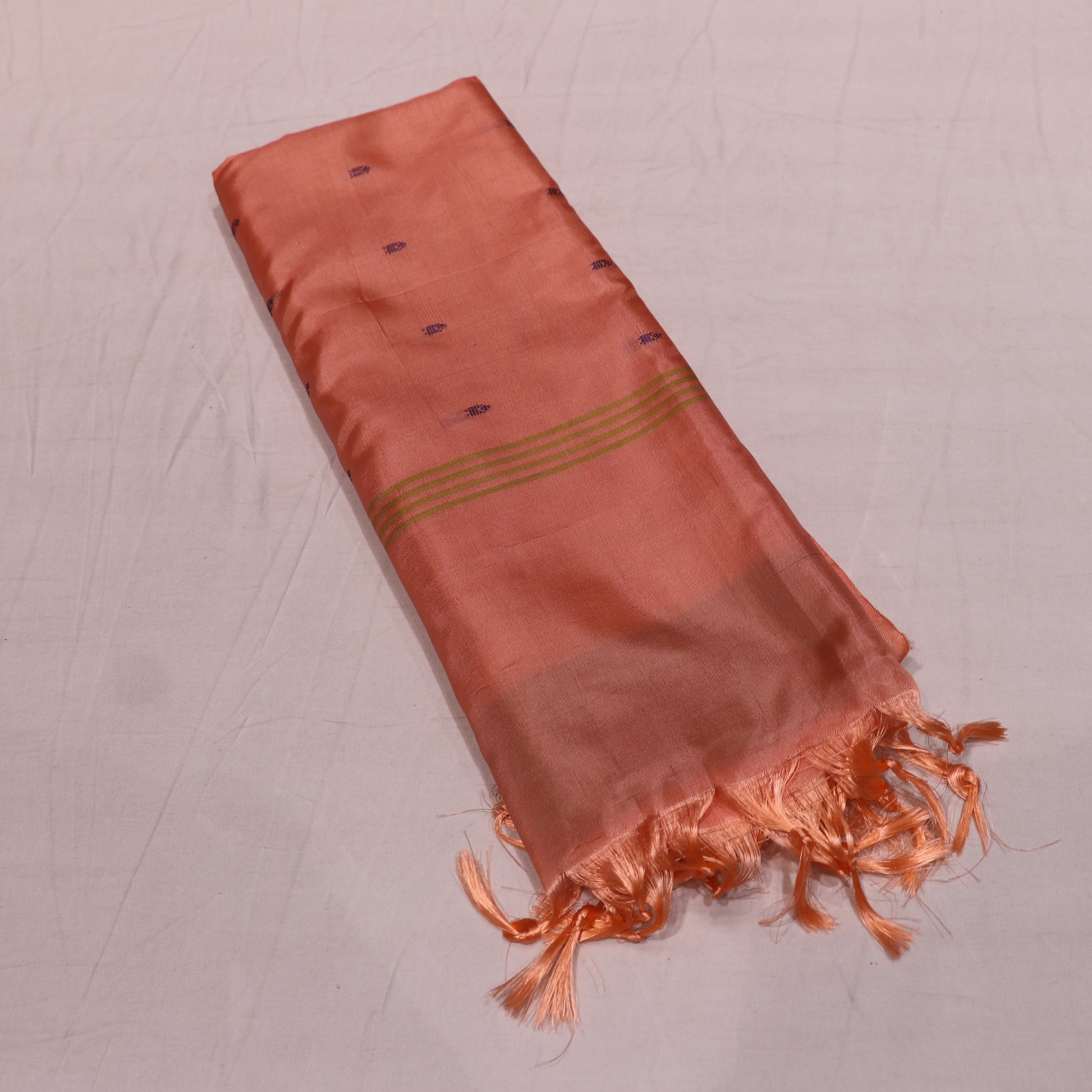 Banana Silk  Saree Peach  With Green - Vaishali Silks