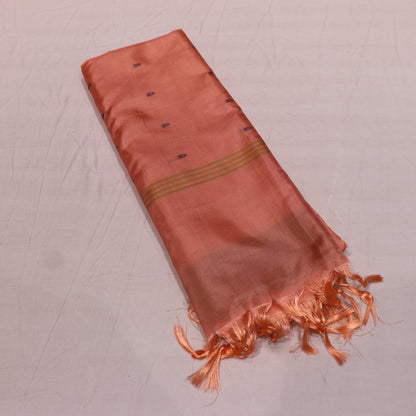 Banana Silk  Saree Peach  With Green - Vaishali Silks