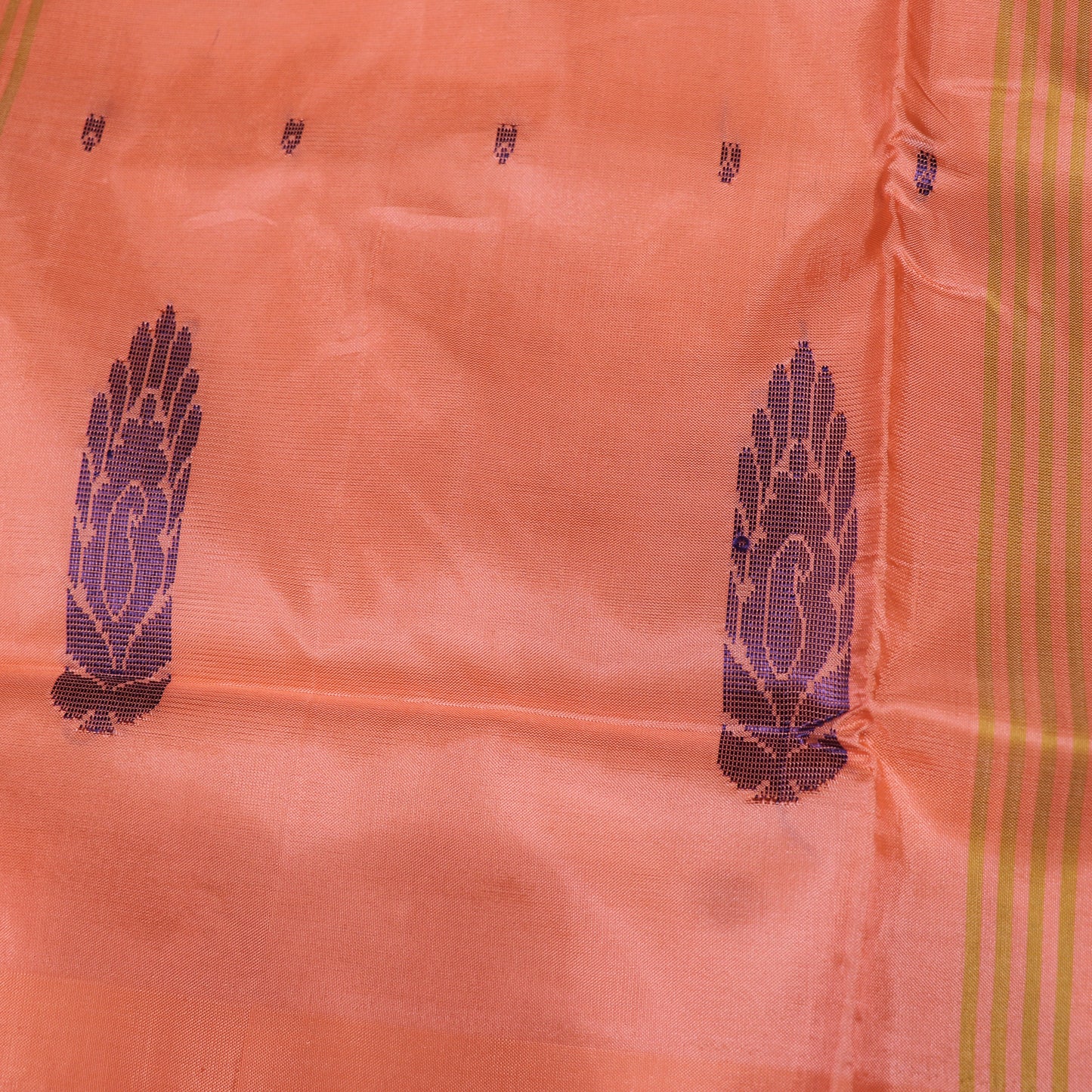 Banana Silk  Saree Peach  With Green - Vaishali Silks