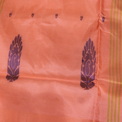 Banana Silk  Saree Peach  With Green - Vaishali Silks