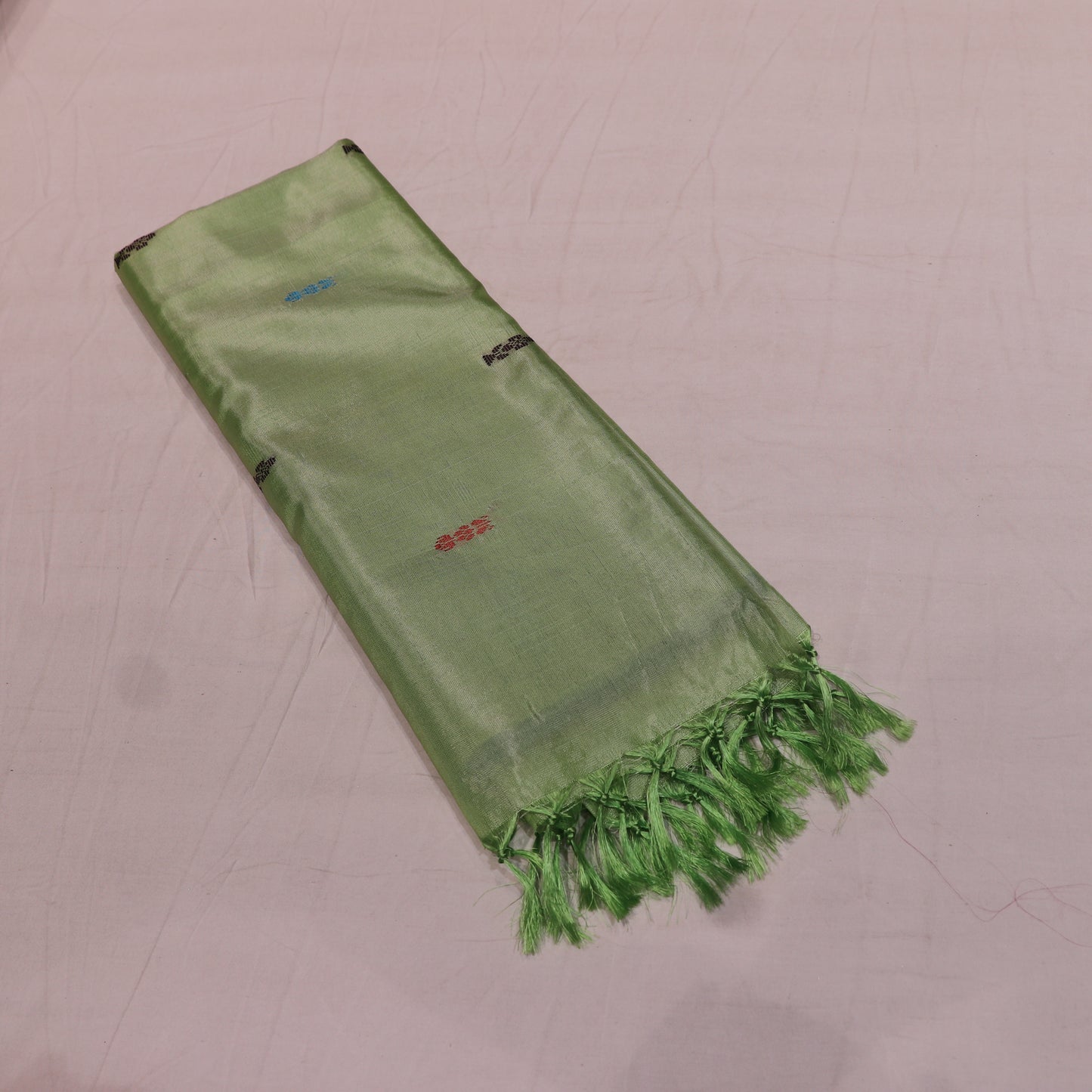 Banana Silk  Saree Blue  With Green - Vaishali Silks