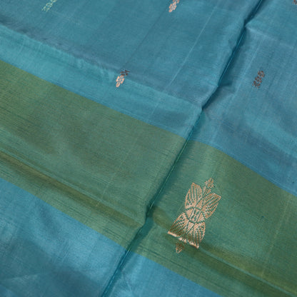 Banana Silk  Saree Blue  With Green - Vaishali Silks