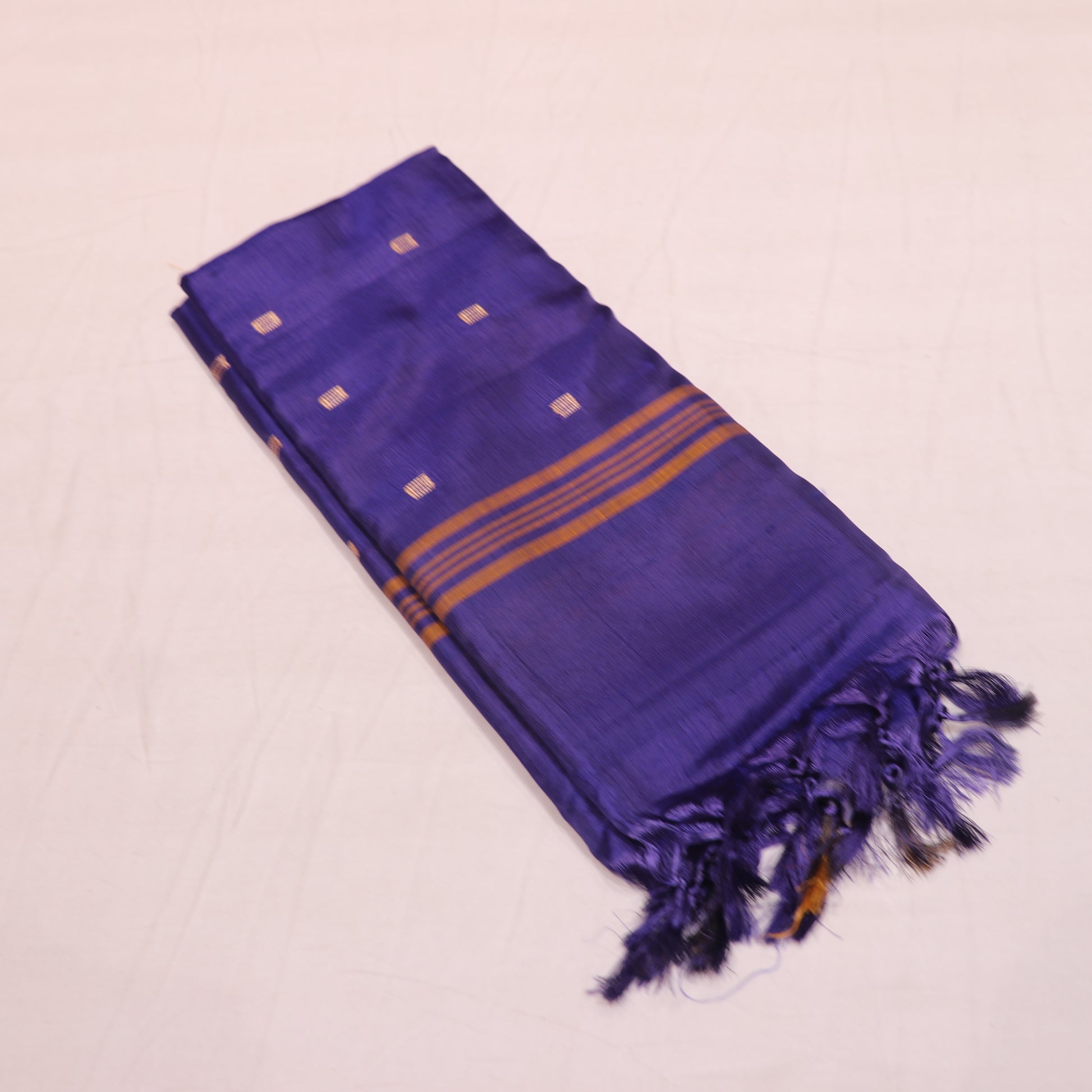 Banana Silk  Saree (WITH OUTBLOUSE)  BLue With  Orange - Vaishali Silks