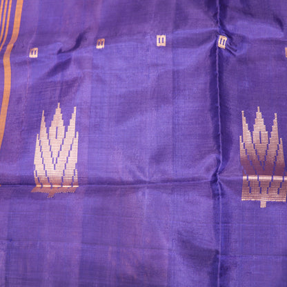 Banana Silk  Saree (WITH OUTBLOUSE)  BLue With  Orange - Vaishali Silks