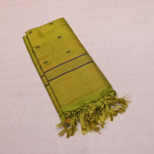Banana  Silk Saree (without Blouse) Orange With  Green - Vaishali Silks
