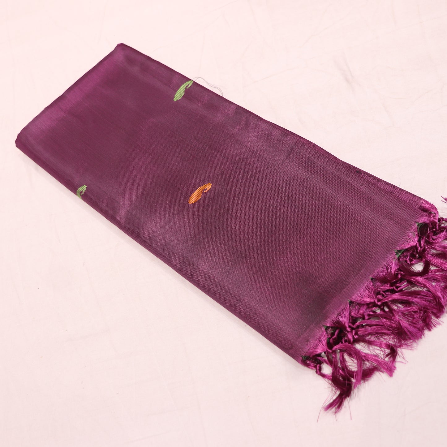 Banana Silk Saree (WITH BOUSE) Green  With  Voilet - Vaishali Silks