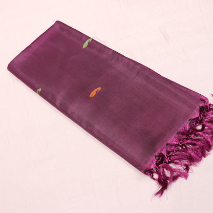 Banana Silk Saree (WITH BOUSE) Green  With  Voilet - Vaishali Silks