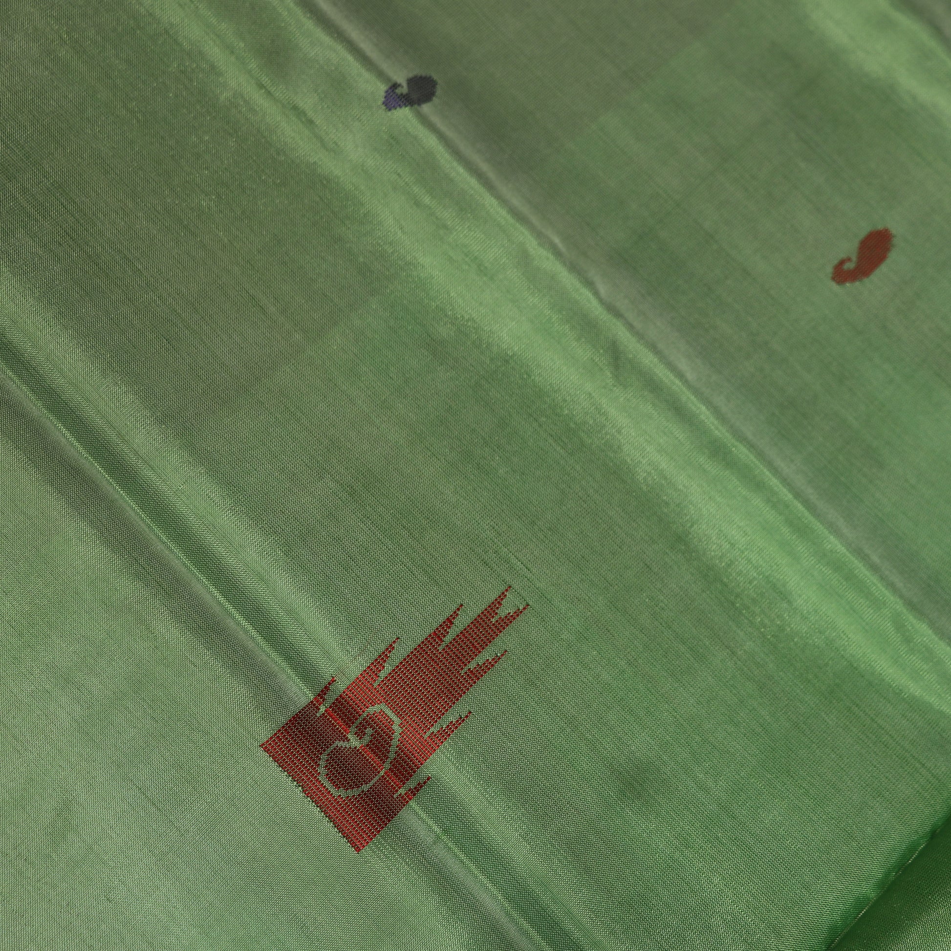Banana Silk Saree (WITH BOUSE) Green  With  Voilet - Vaishali Silks
