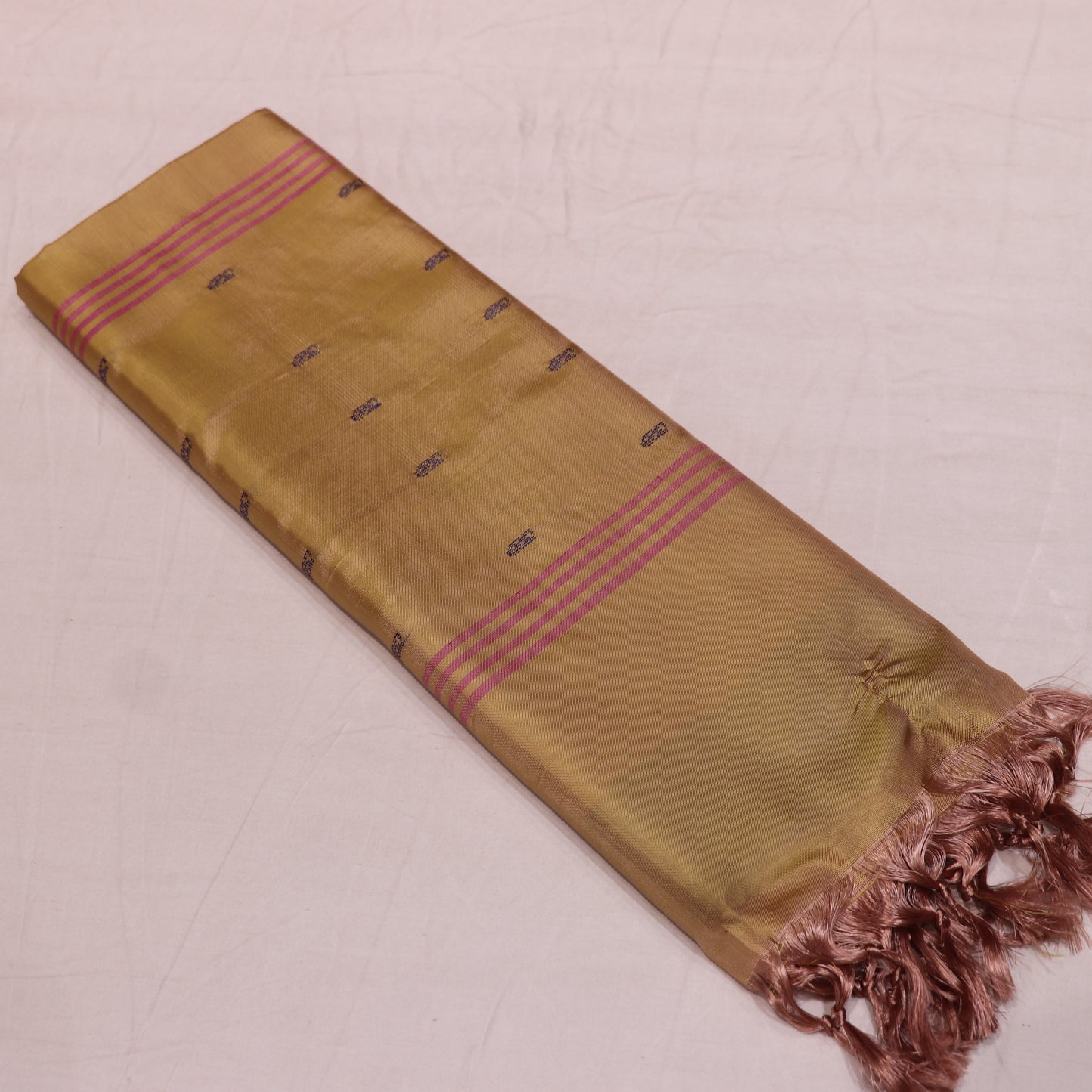 Banana Silk Saree (WITH BOUSE) Green  With Sandal - Vaishali Silks