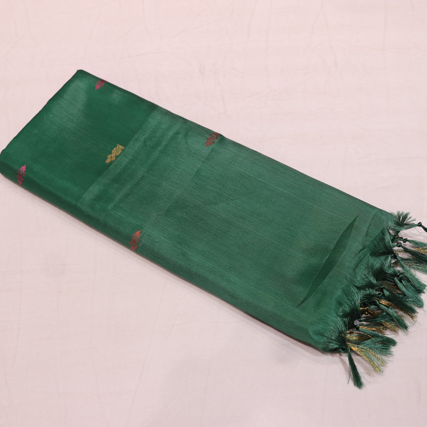 Banana Silk Saree (WITH BOUSE)  Sandal With Green - Vaishali Silks