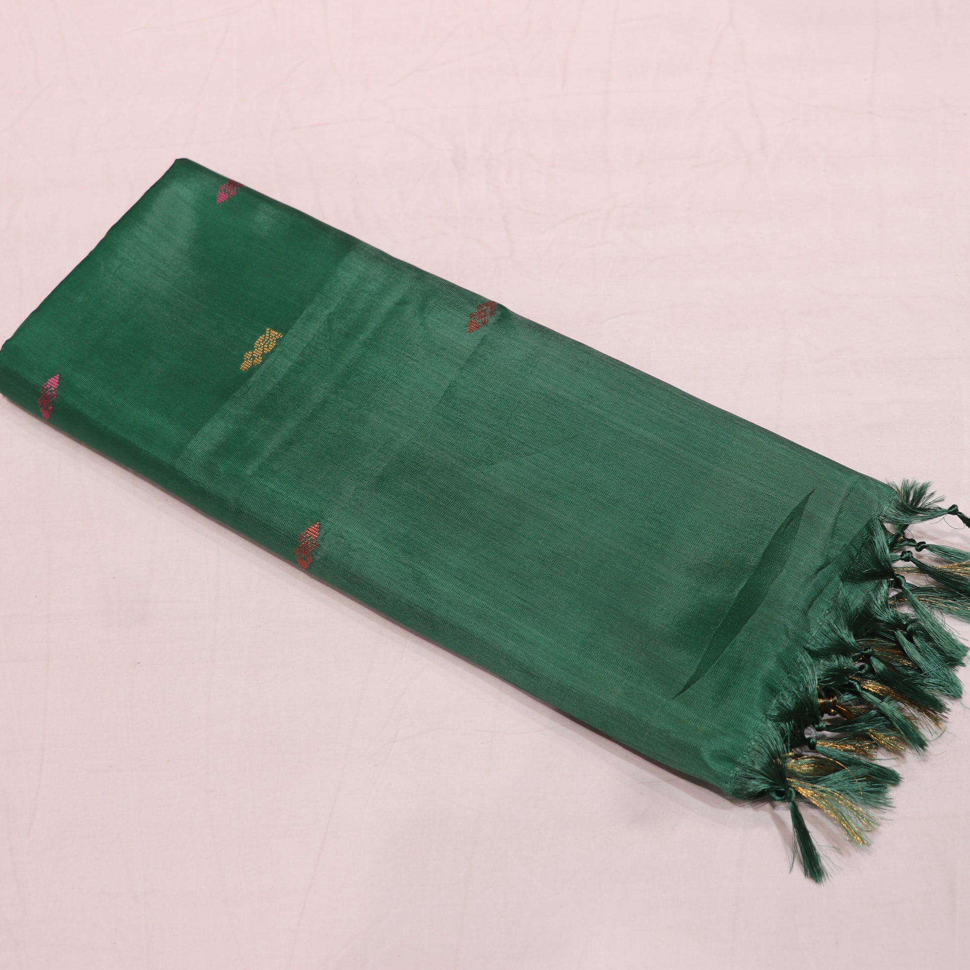 Banana Silk Saree (WITH BOUSE)  Sandal With Green - Vaishali Silks