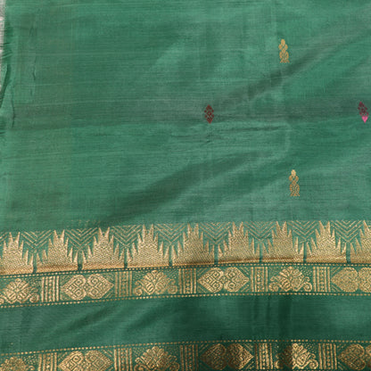 Banana Silk Saree (WITH BOUSE)  Sandal With Green - Vaishali Silks