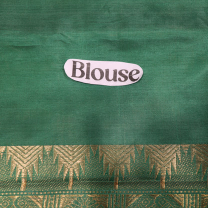 Banana Silk Saree (WITH BOUSE)  Sandal With Green - Vaishali Silks