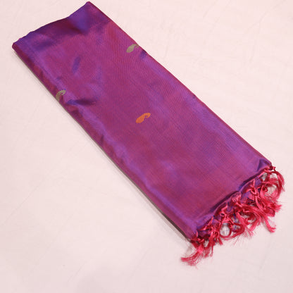 Banana Silk Saree (WITH BOUSE) Yellow  With Voilet - Vaishali Silks