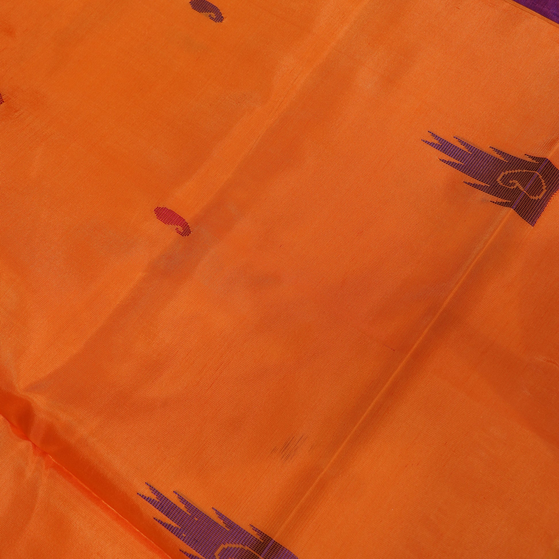 Banana Silk Saree (WITH BOUSE) Yellow  With Voilet - Vaishali Silks