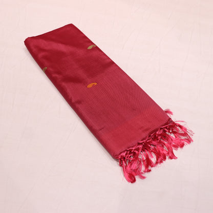 Banana Silk Saree (WITH BOUSE) Yellow With Meroon - Vaishali Silks