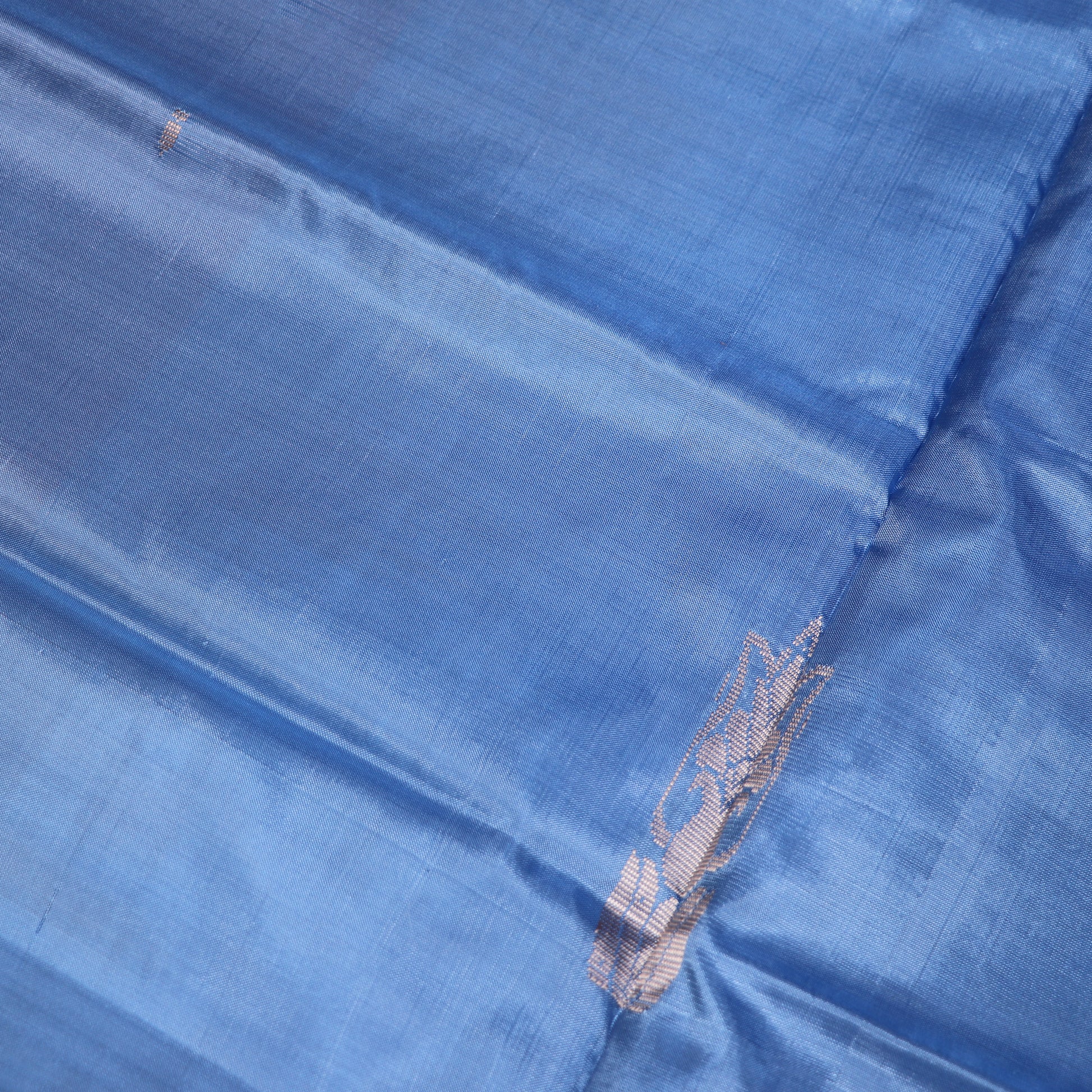 Banana Silk Saree (WITH BOUSE) Blue With Peach - Vaishali Silks