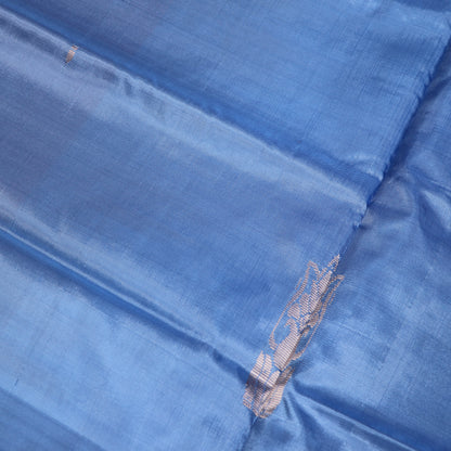 Banana Silk Saree (WITH BOUSE) Blue With Peach - Vaishali Silks