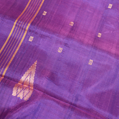 Banana Silk Saree (WITH BOUSE) Blue With Peach - Vaishali Silks