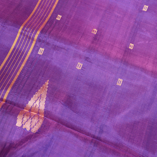 Banana Silk Saree (WITH BOUSE)  Green WIth Voilet - Vaishali Silks