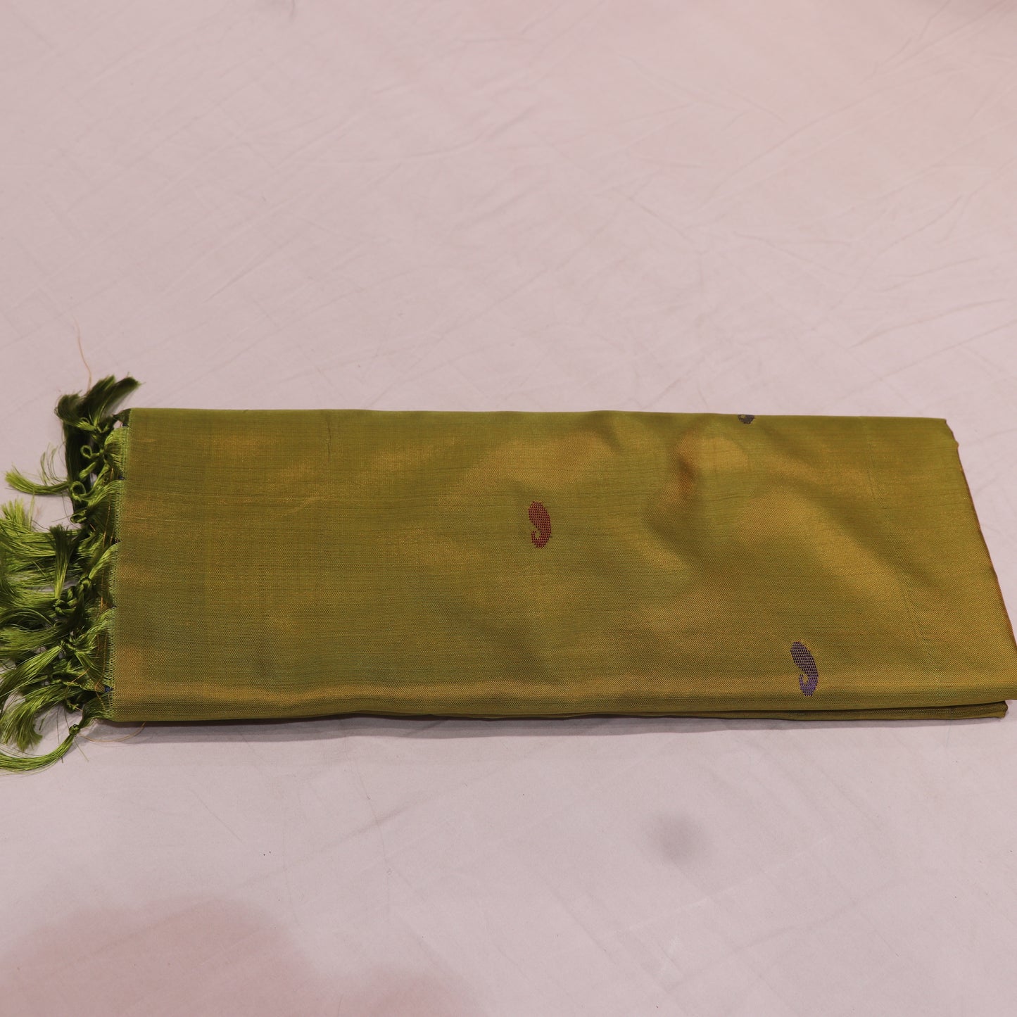 Banana Silk Saree (WITH BOUSE) Peacock Blue  WIth  Green - Vaishali Silks