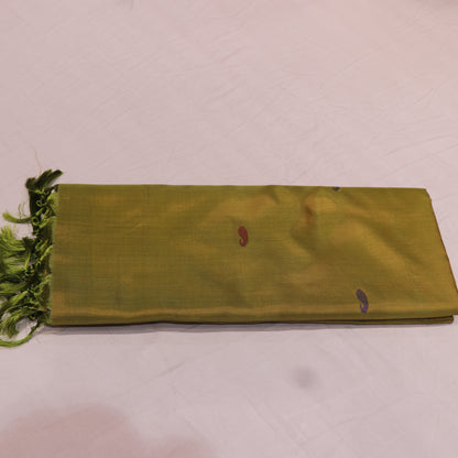 Banana Silk Saree (WITH BOUSE) Peacock Blue  WIth  Green - Vaishali Silks