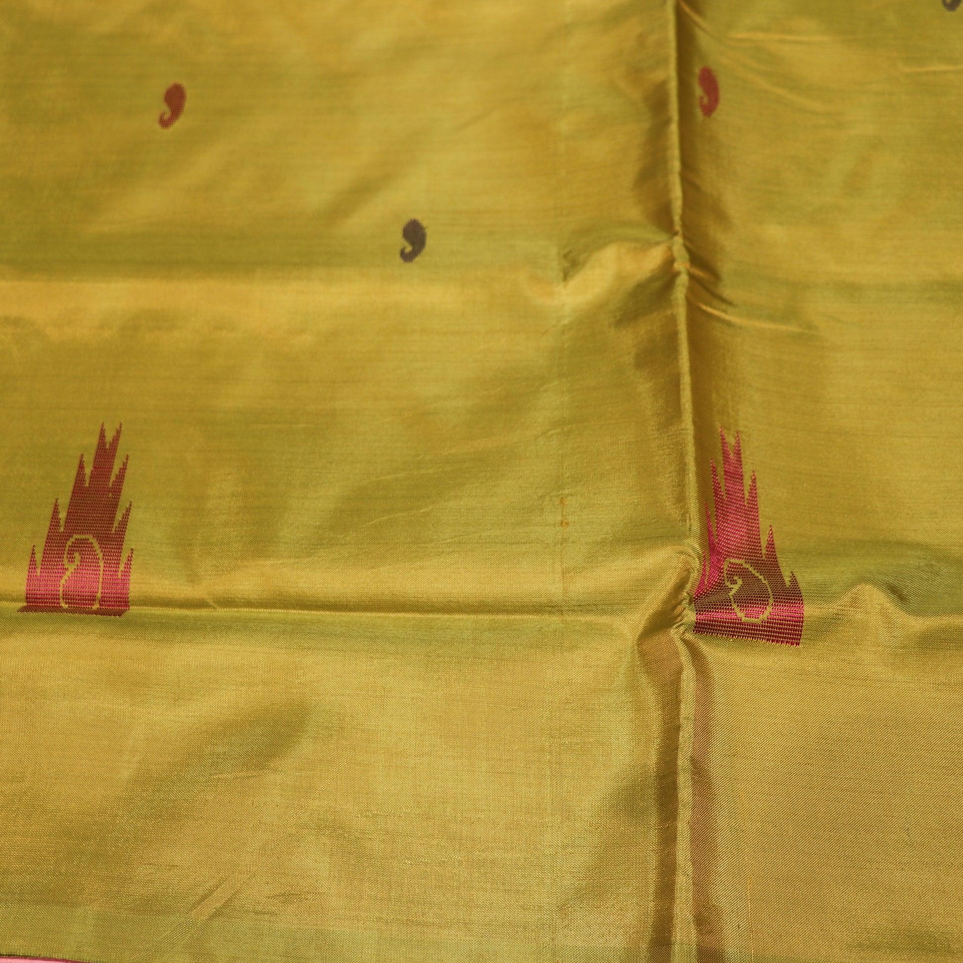 Banana Silk Saree (WITH BOUSE) Peacock Blue  WIth  Green - Vaishali Silks
