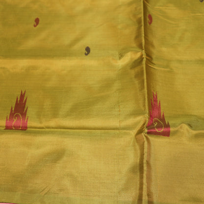 Banana Silk Saree (WITH BOUSE) Peacock Blue  WIth  Green - Vaishali Silks