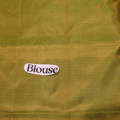 Banana Silk Saree (WITH BOUSE) Peacock Blue  WIth  Green - Vaishali Silks