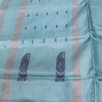 Banana Silk Saree (WITH BOUSE) Red With  Blue - Vaishali Silks