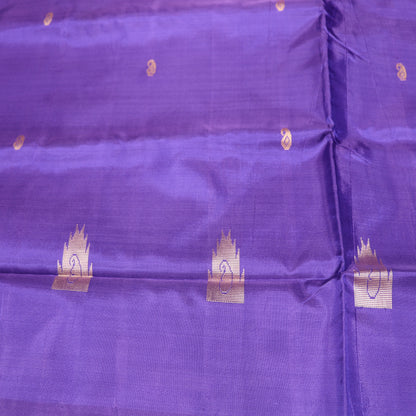 Banana Silk Saree (WITH BOUSE) Green WIth Voilet - Vaishali Silks