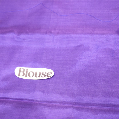 Banana Silk Saree (WITH BOUSE) Green WIth Voilet - Vaishali Silks