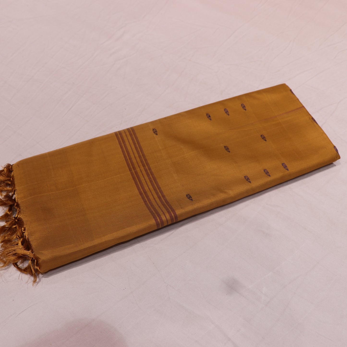 Banana Silk Saree (WITH BOUSE) Meroon WIth Mustard - Vaishali Silks